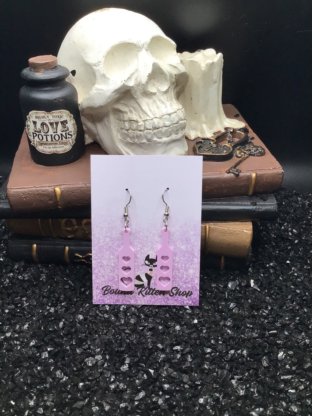 Heart Paddle Violet Lavender Acrylic Earrings