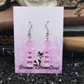 Heart Paddle Violet Lavender Acrylic Earrings