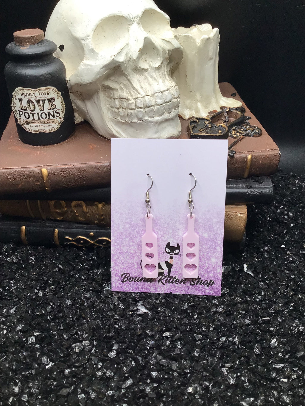 Heart Paddle Tulip Pink Acrylic Earrings