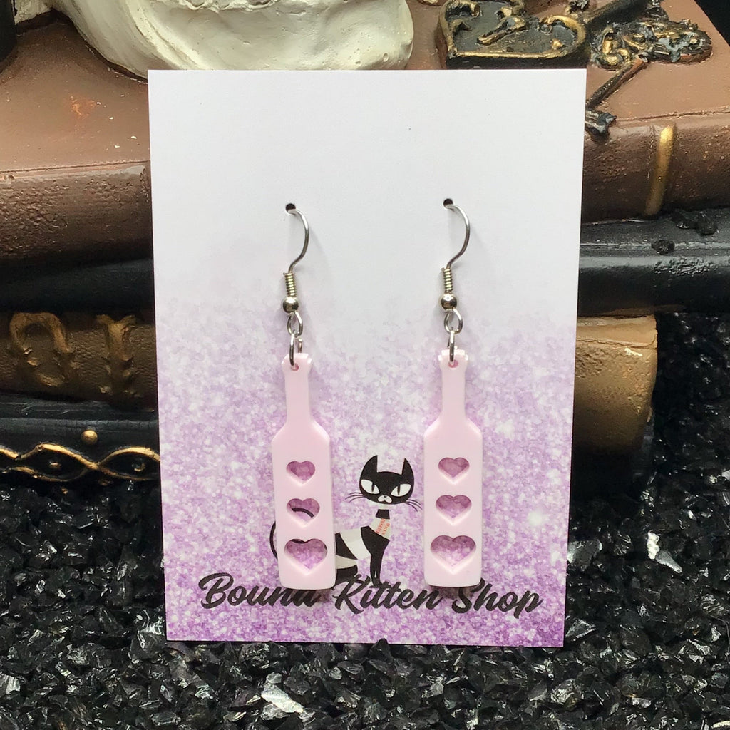 Heart Paddle Tulip Pink Acrylic Earrings