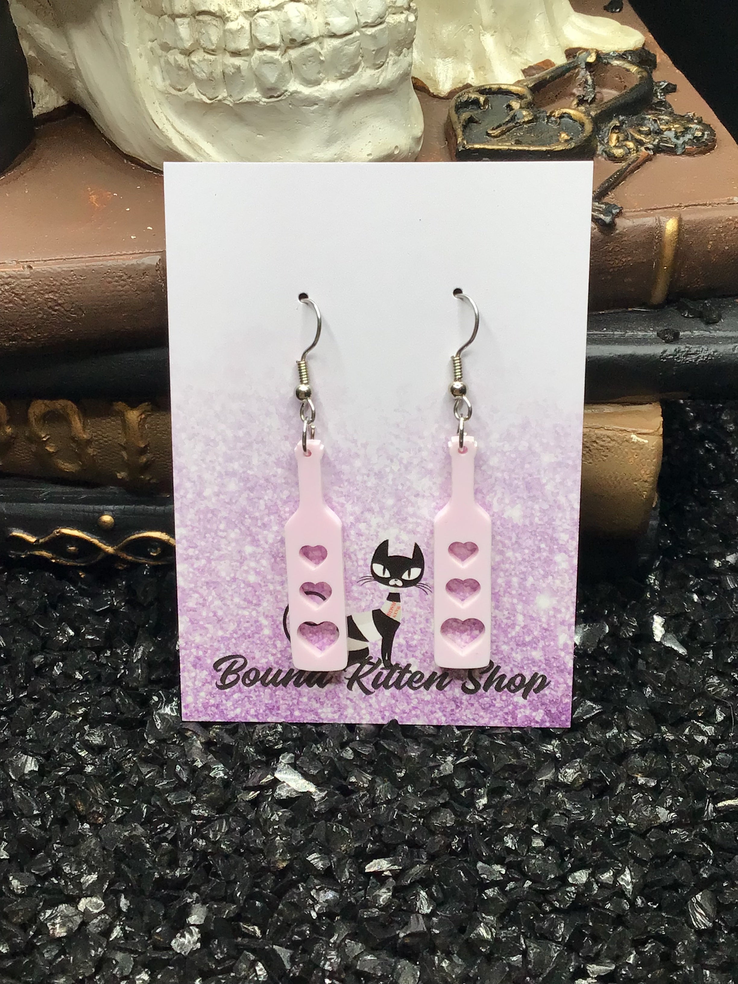 Heart Paddle Tulip Pink Acrylic Earrings