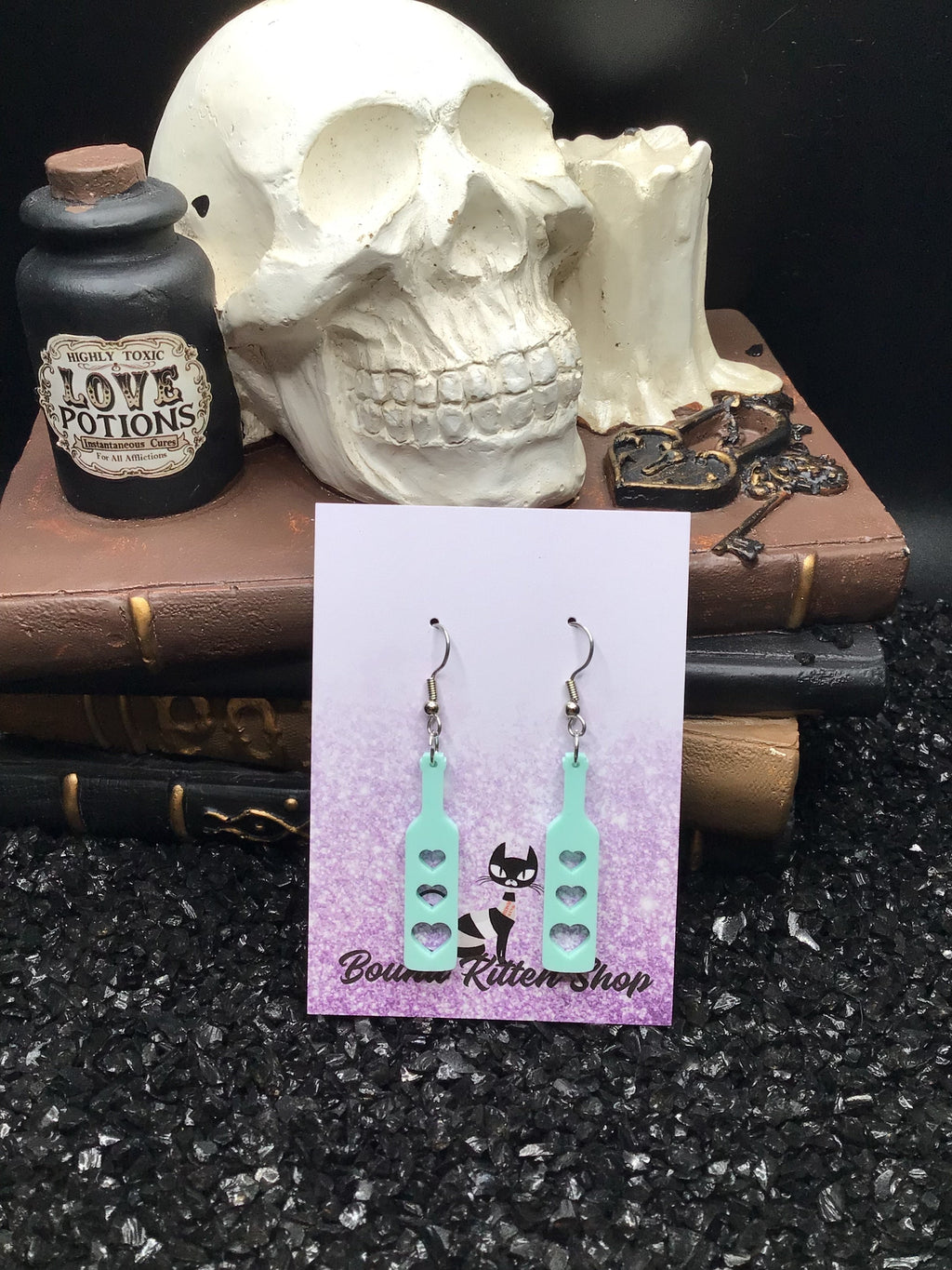 Heart Paddle Sea Holly Teal Acrylic Earrings