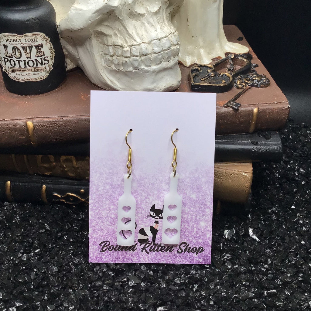 Heart Paddle White Acrylic Earrings