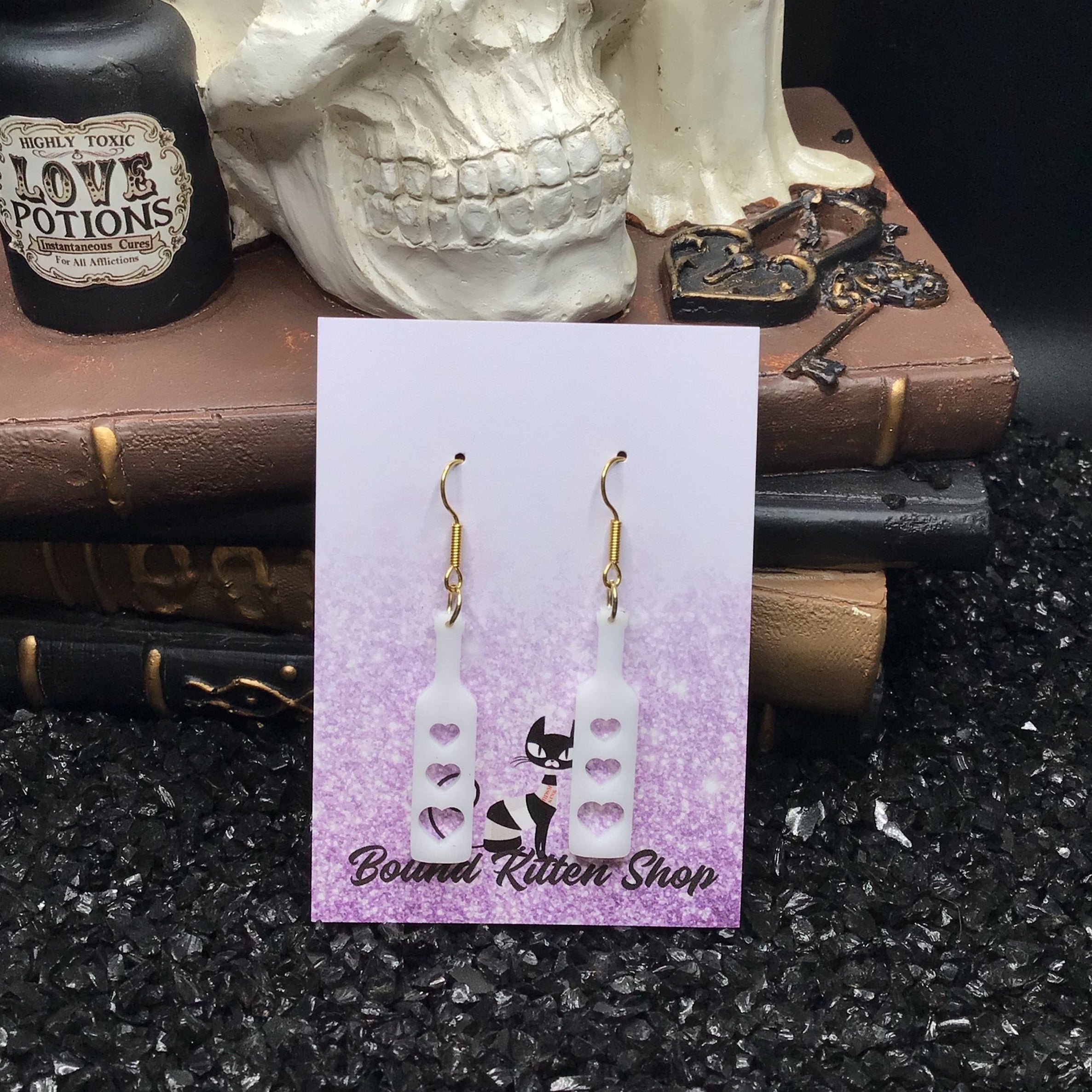 Heart Paddle White Acrylic Earrings