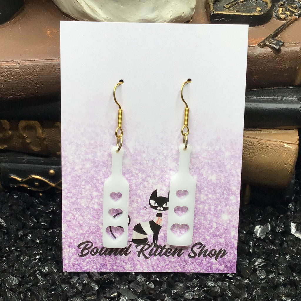 Heart Paddle White Acrylic Earrings