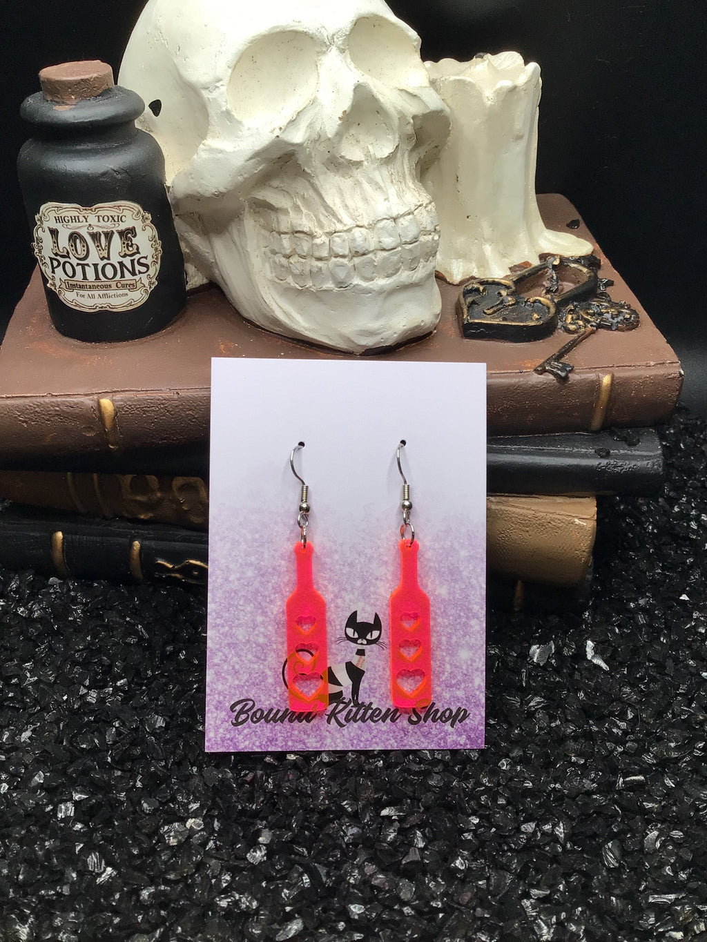 Heart Paddle Hot Pink Acrylic Earrings