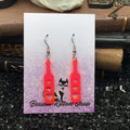 Heart Paddle Hot Pink Acrylic Earrings
