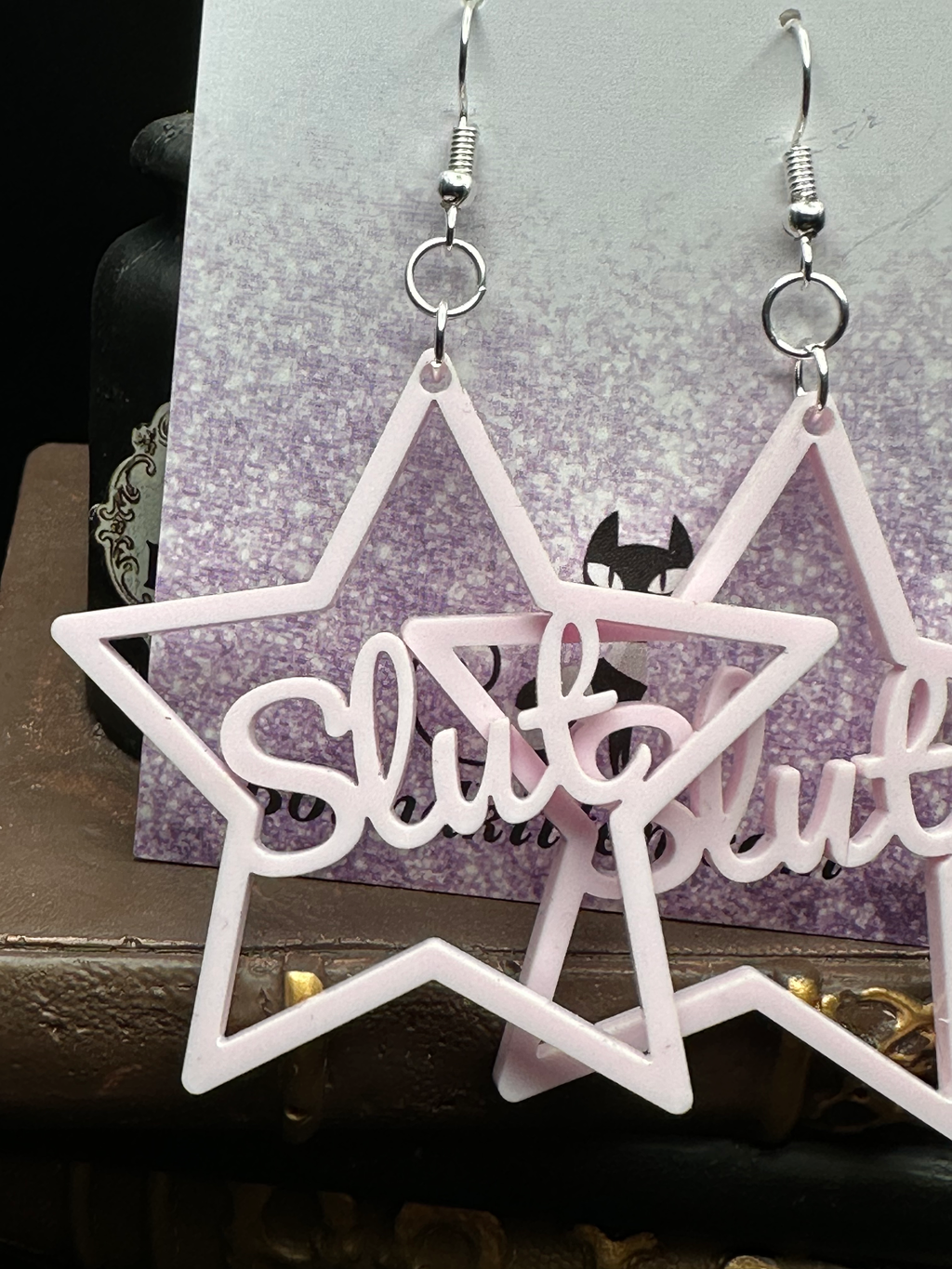 Slut Rose Pink Acrylic Earrings