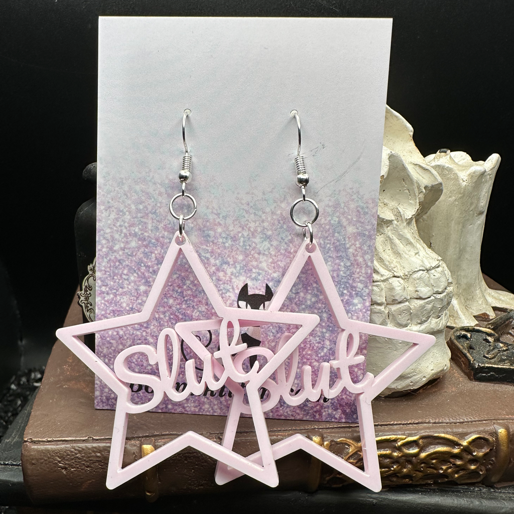 Slut Rose Pink Acrylic Earrings