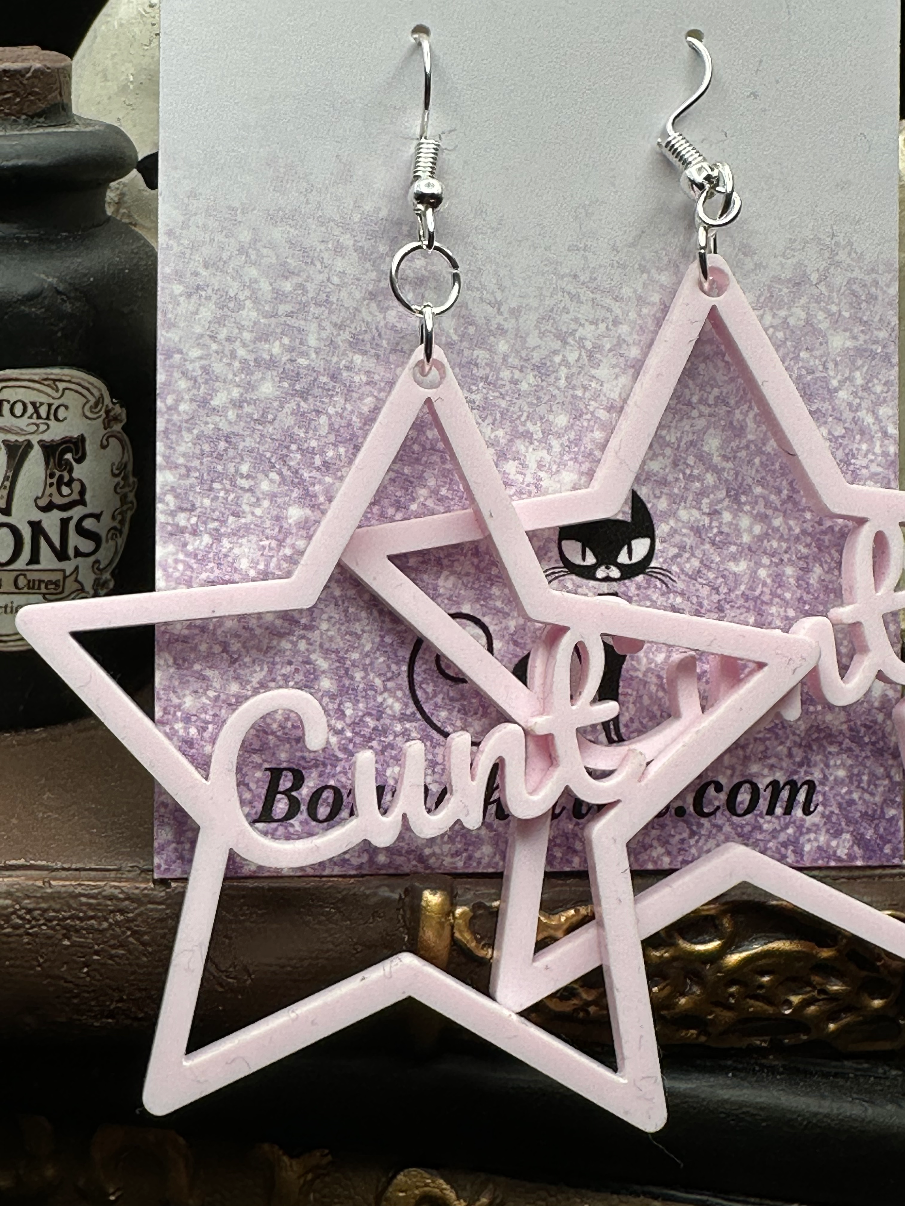 Cunt Earrings, Baby Pink Acrylic