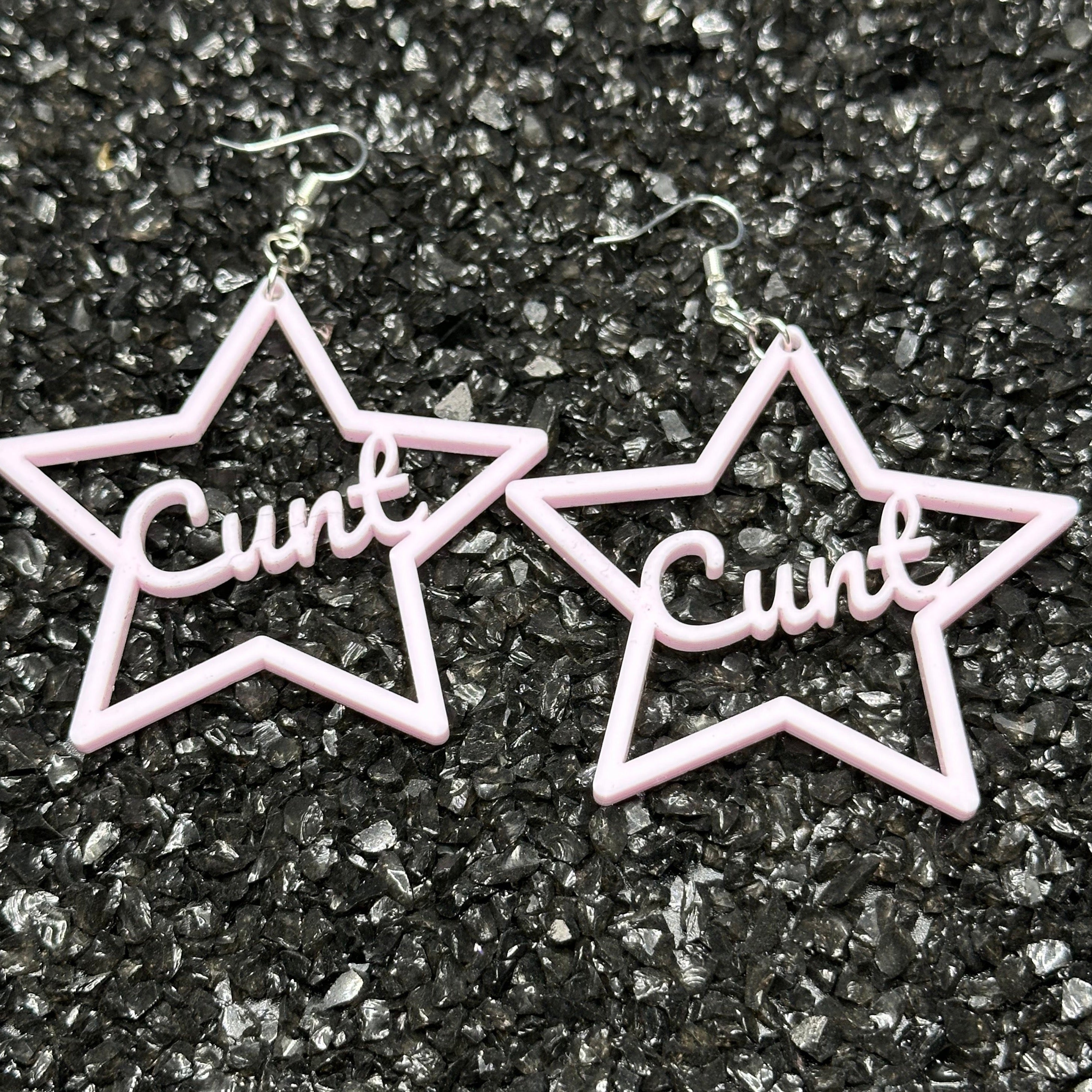 Cunt Earrings, Baby Pink Acrylic