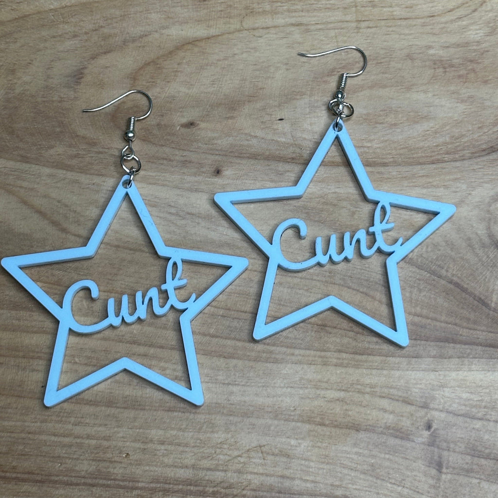 Cunt Earrings, Baby Blue Acrylic