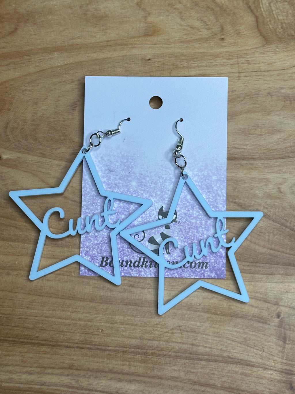 Cunt Earrings, Baby Blue Acrylic