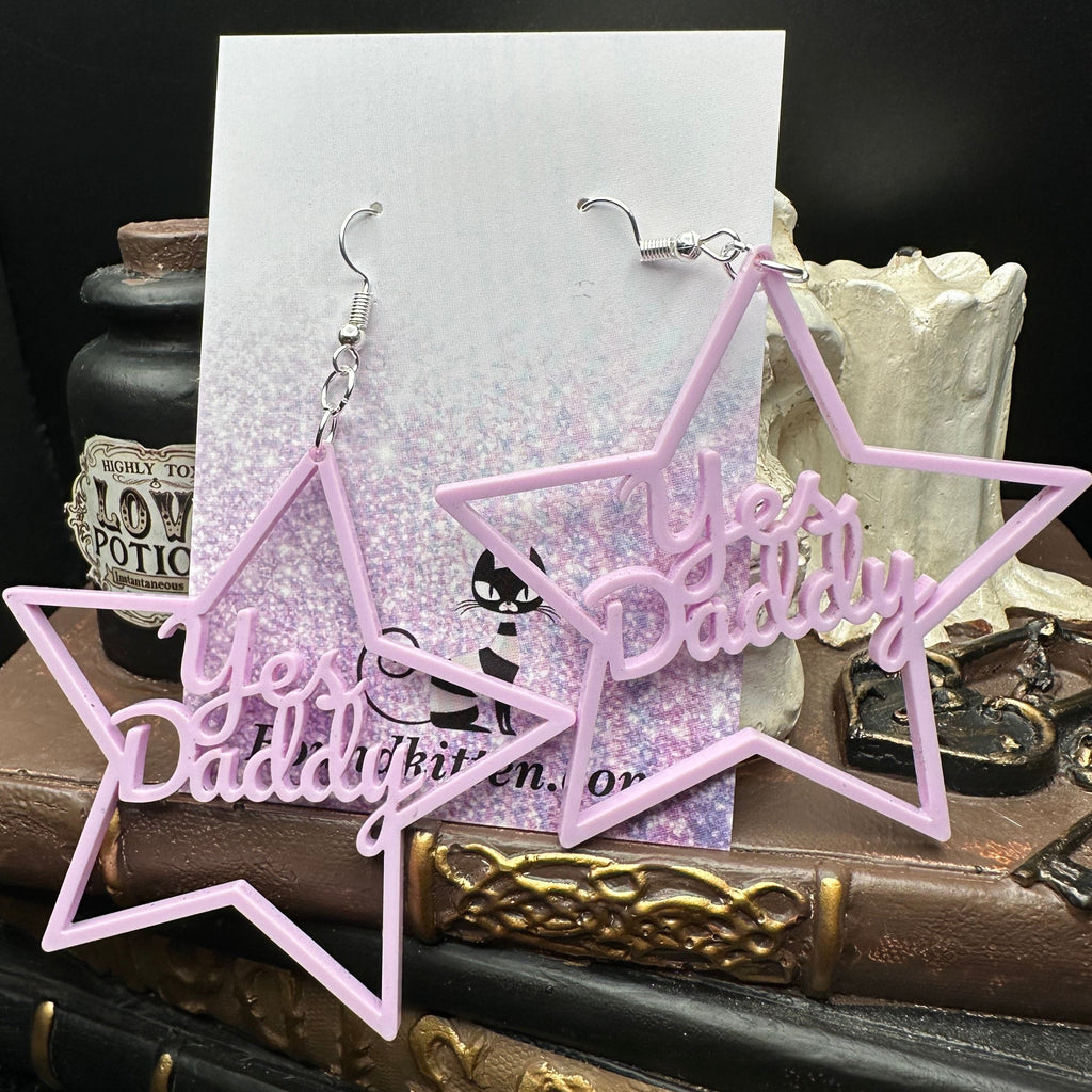 Yes Daddy Earrings, Violet Acrylic