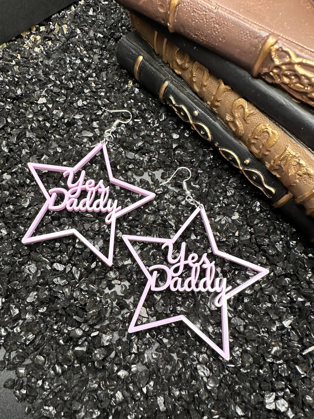 Yes Daddy Earrings, Violet Acrylic