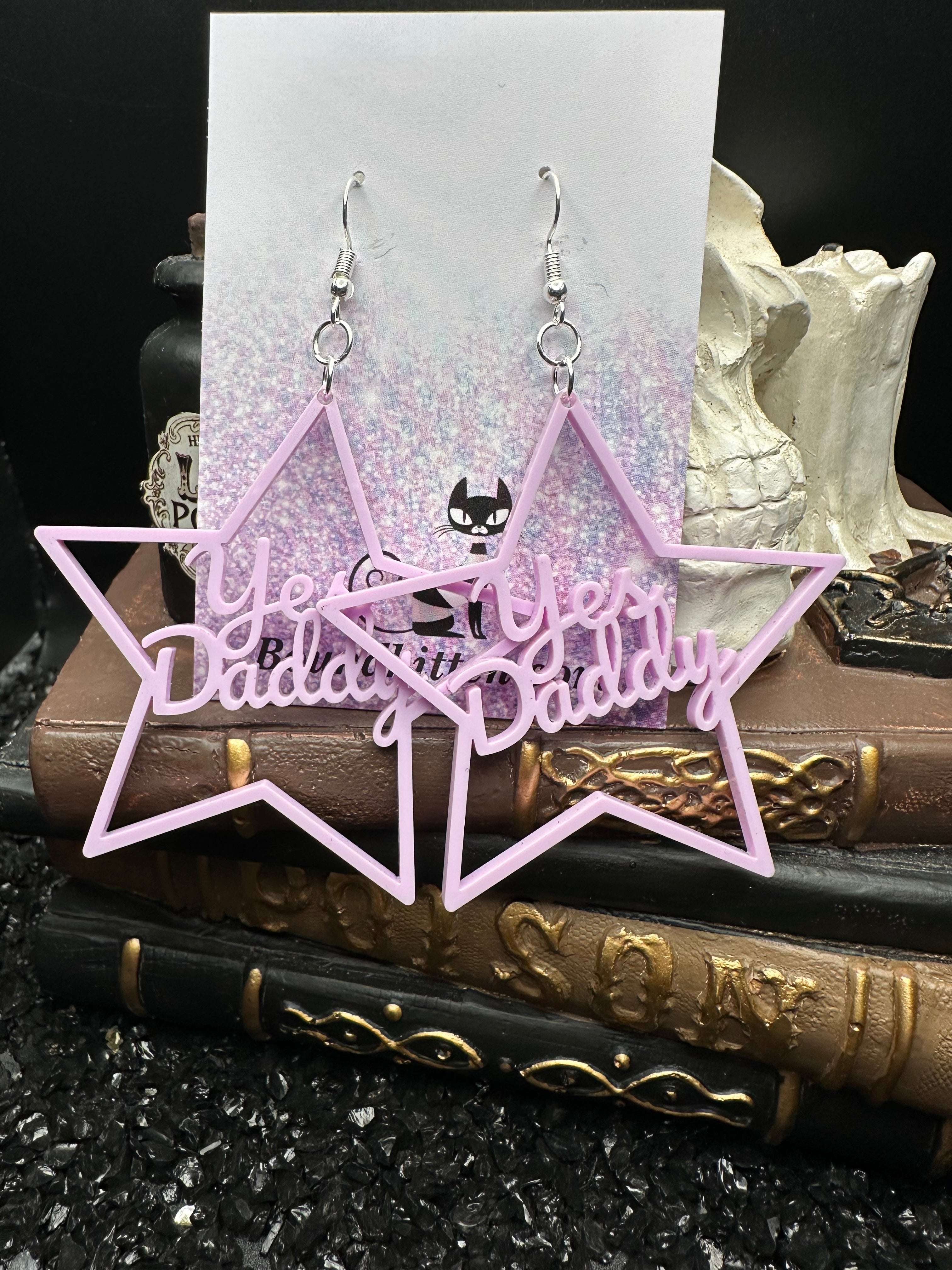 Yes Daddy Earrings, Violet Acrylic