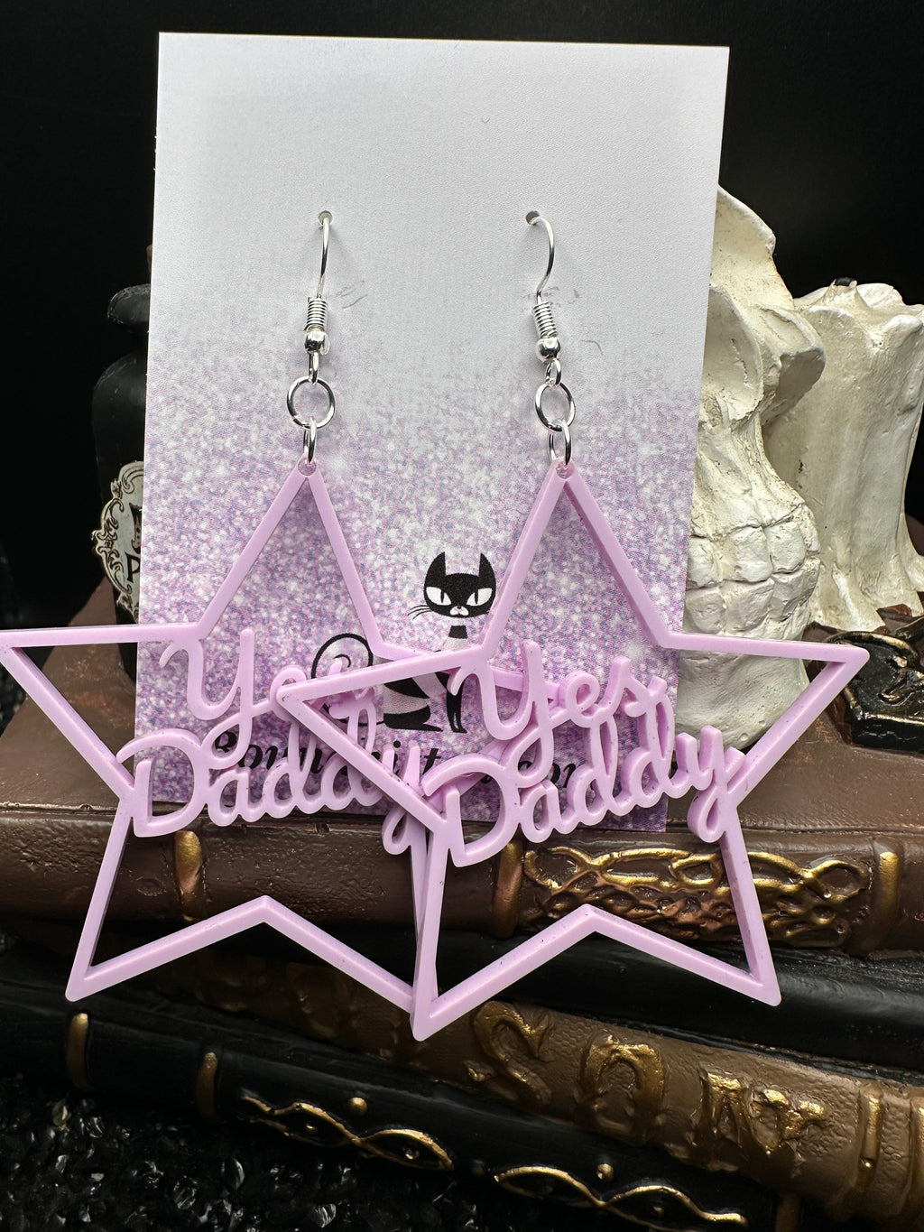 Yes Daddy Earrings, Violet Acrylic