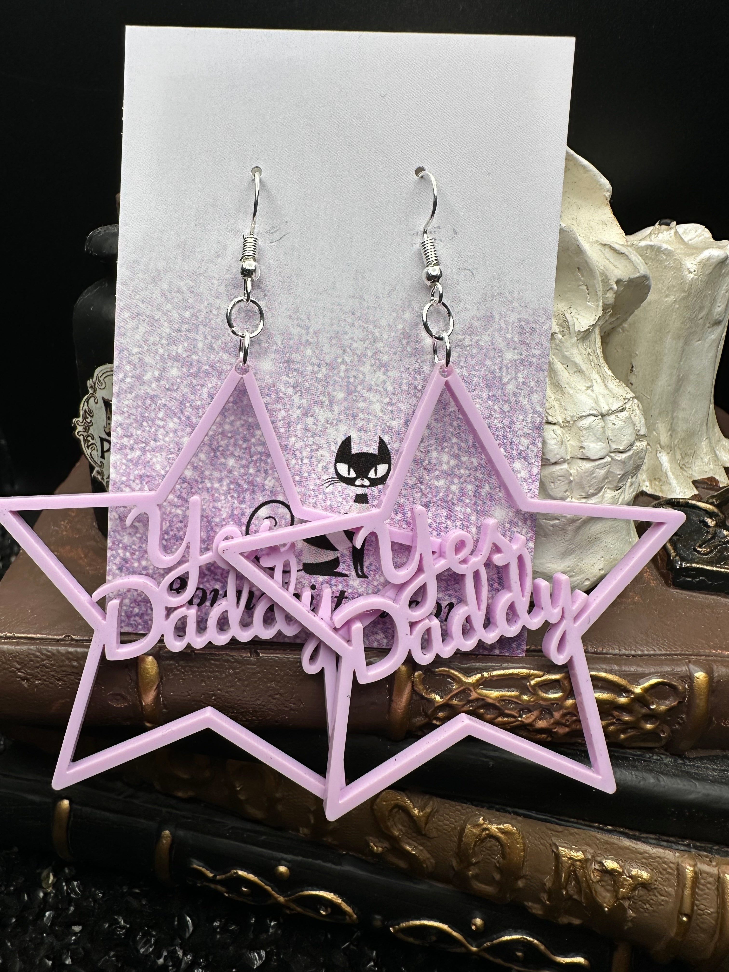 Yes Daddy Earrings, Violet Acrylic