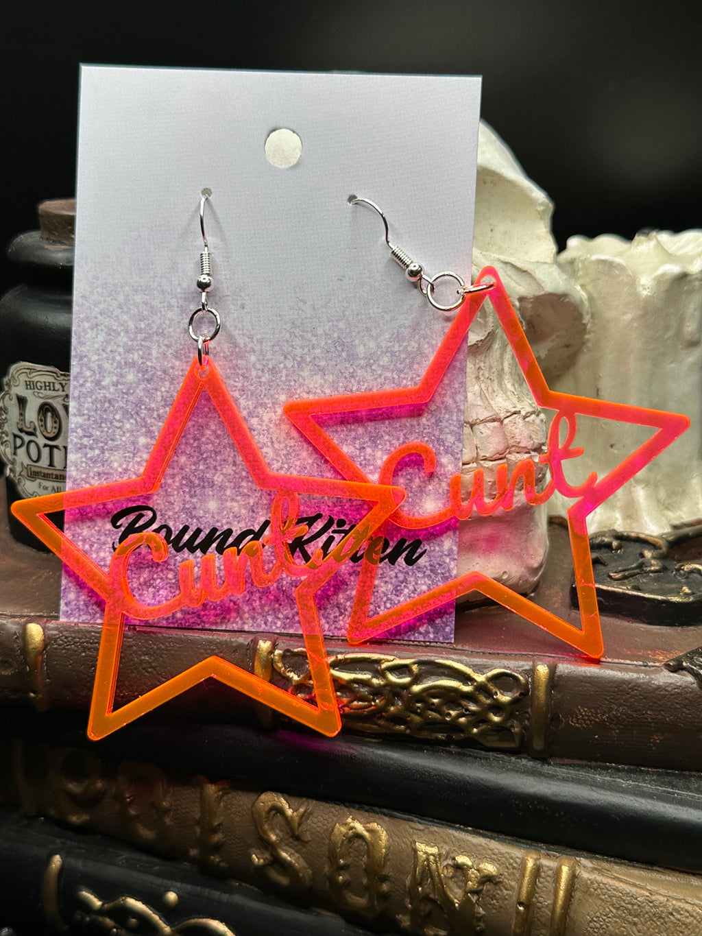 Cunt Earrings, Hot Pink Acrylic