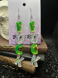 FUCK Mirrored Lime Green Acrylic Earrings