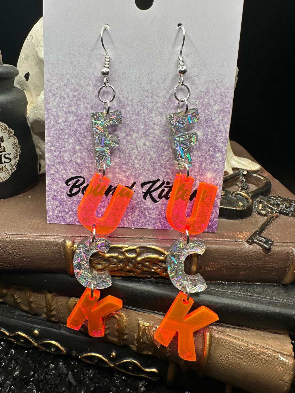 FUCK Hot Pink Acrylic Earrings