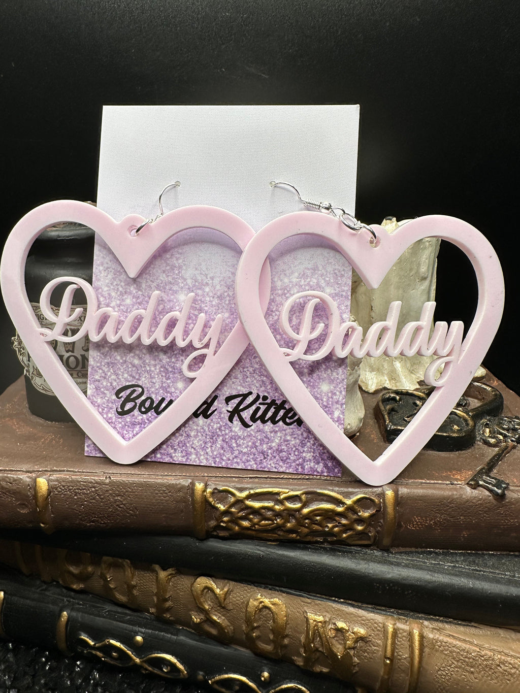 Daddy Earrings, Baby Pink Acrylic
