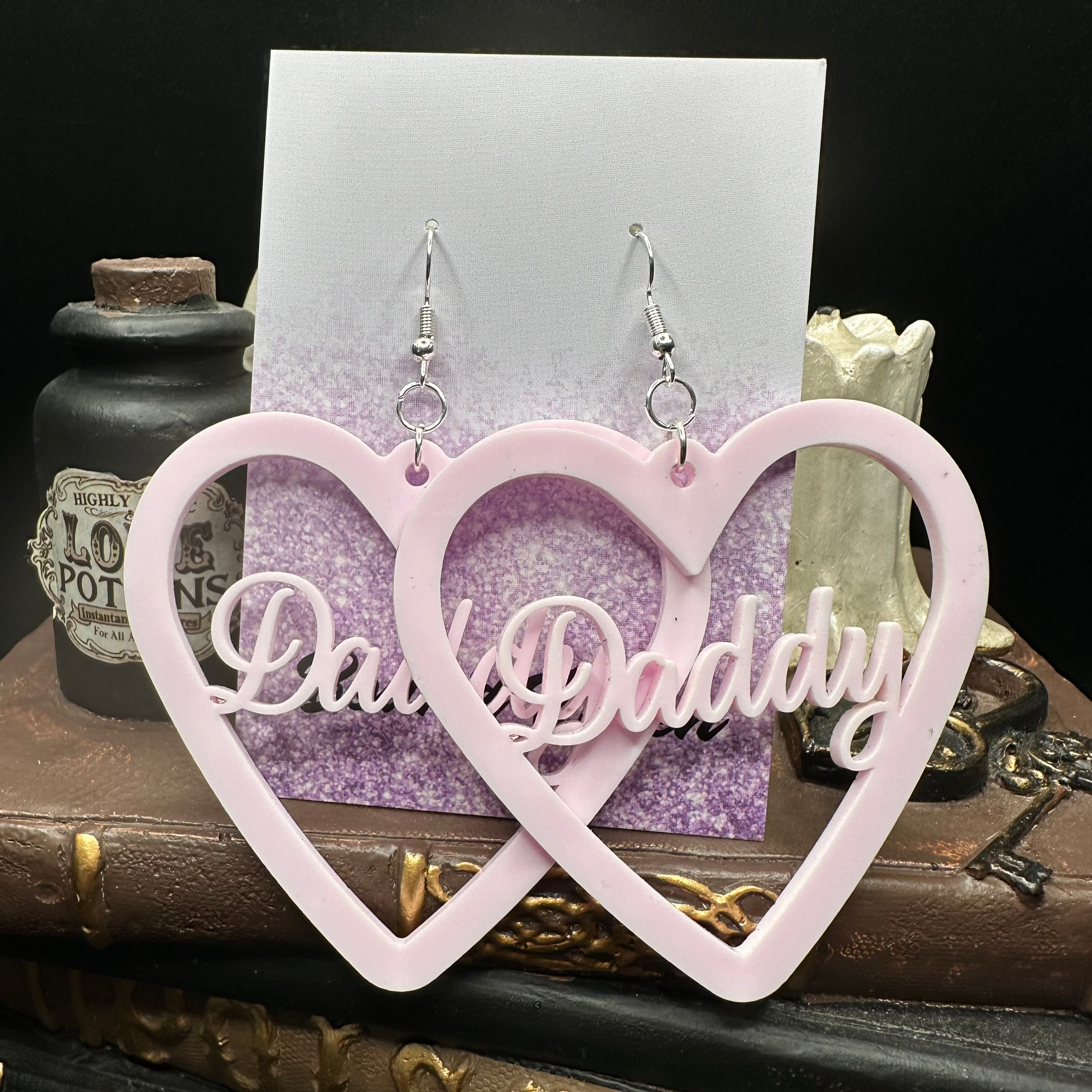 Daddy Earrings, Baby Pink Acrylic