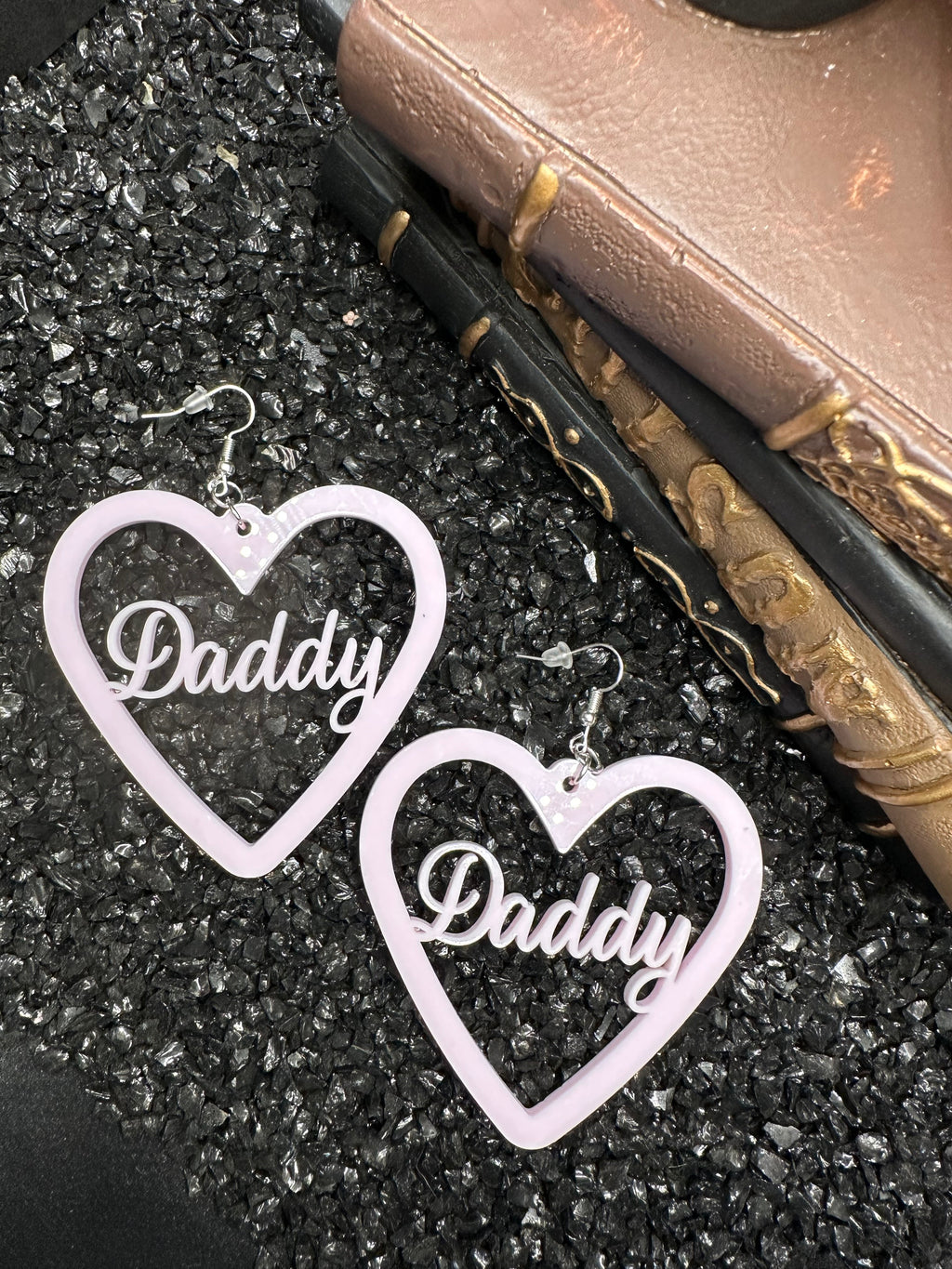 Daddy Earrings, Baby Pink Acrylic