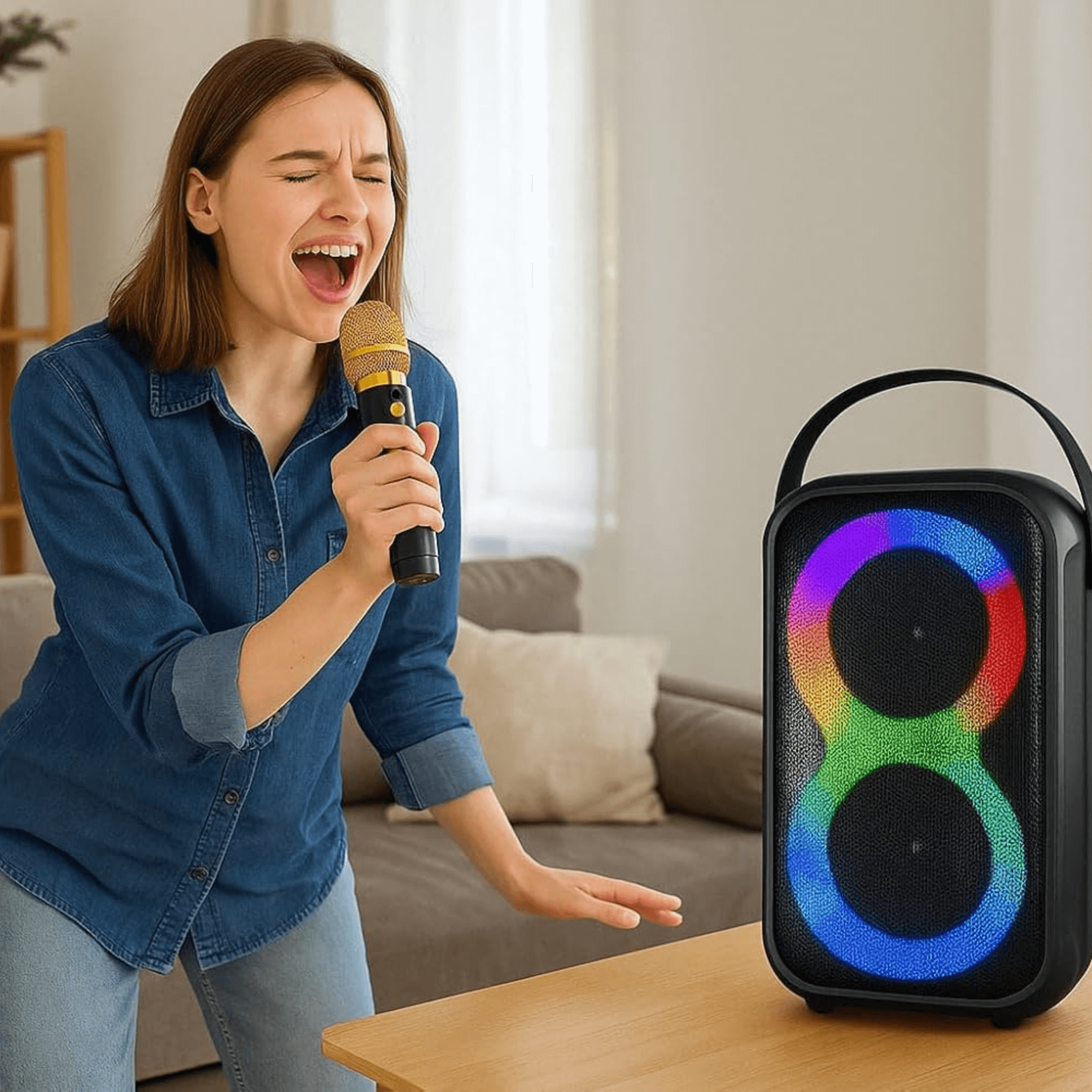 IQ Sound Karaoke Kraze 2x 4-Inch Portable Bluetooth Speaker