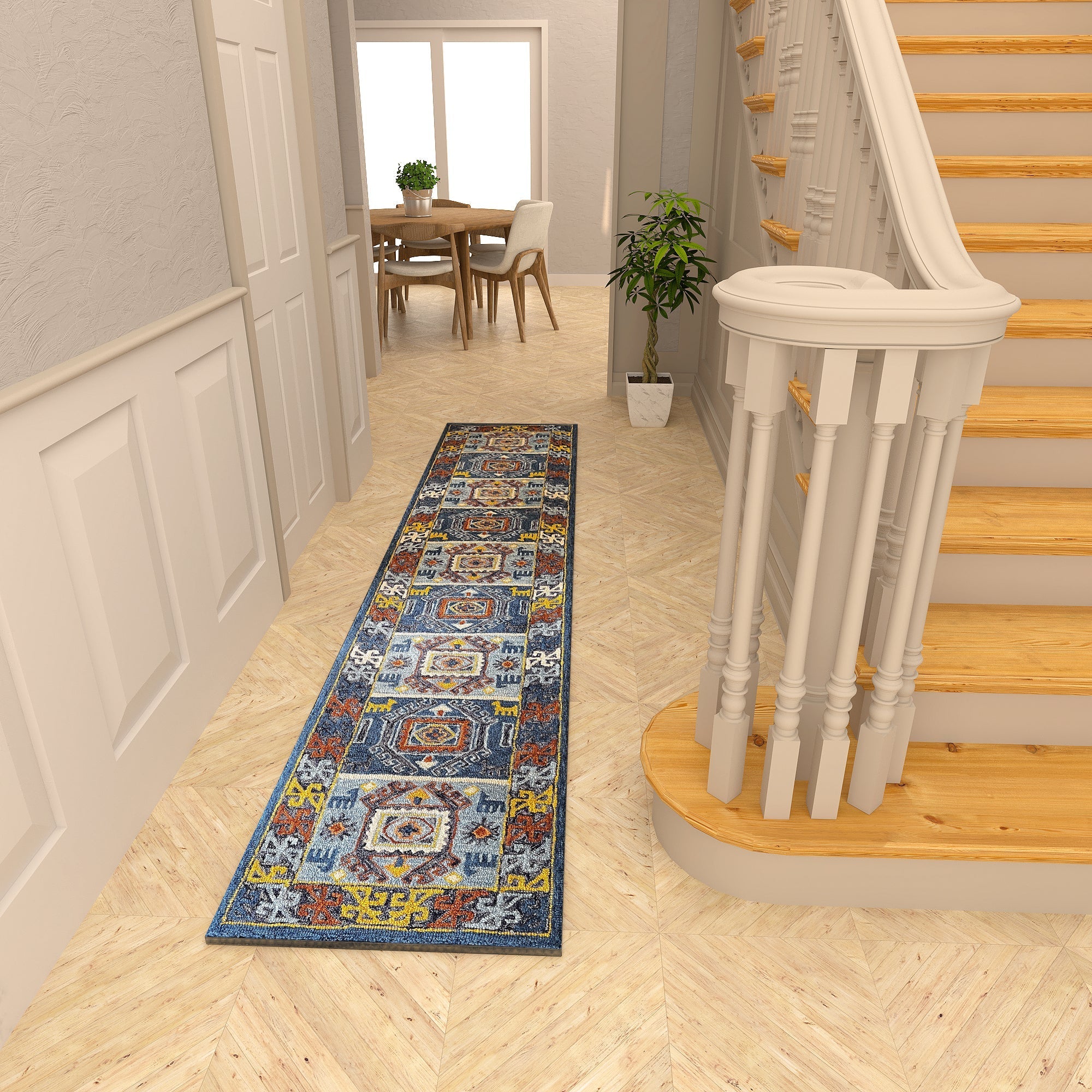 Premium Hand-Tufted Rug Made of 100% Wool  - Inca Fable - 2x10 Feet