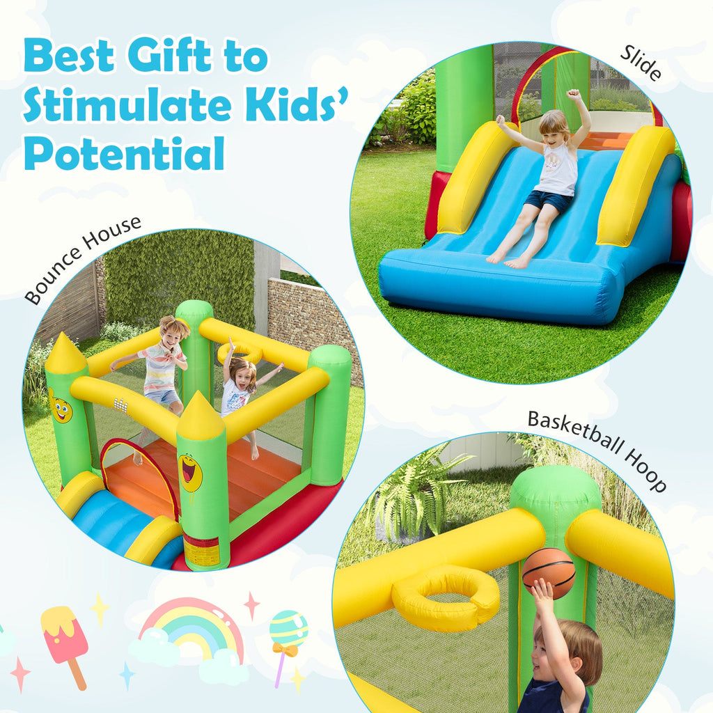 Inflatable Bounce House Kids Blow-up Bouncer with Slide without Blower