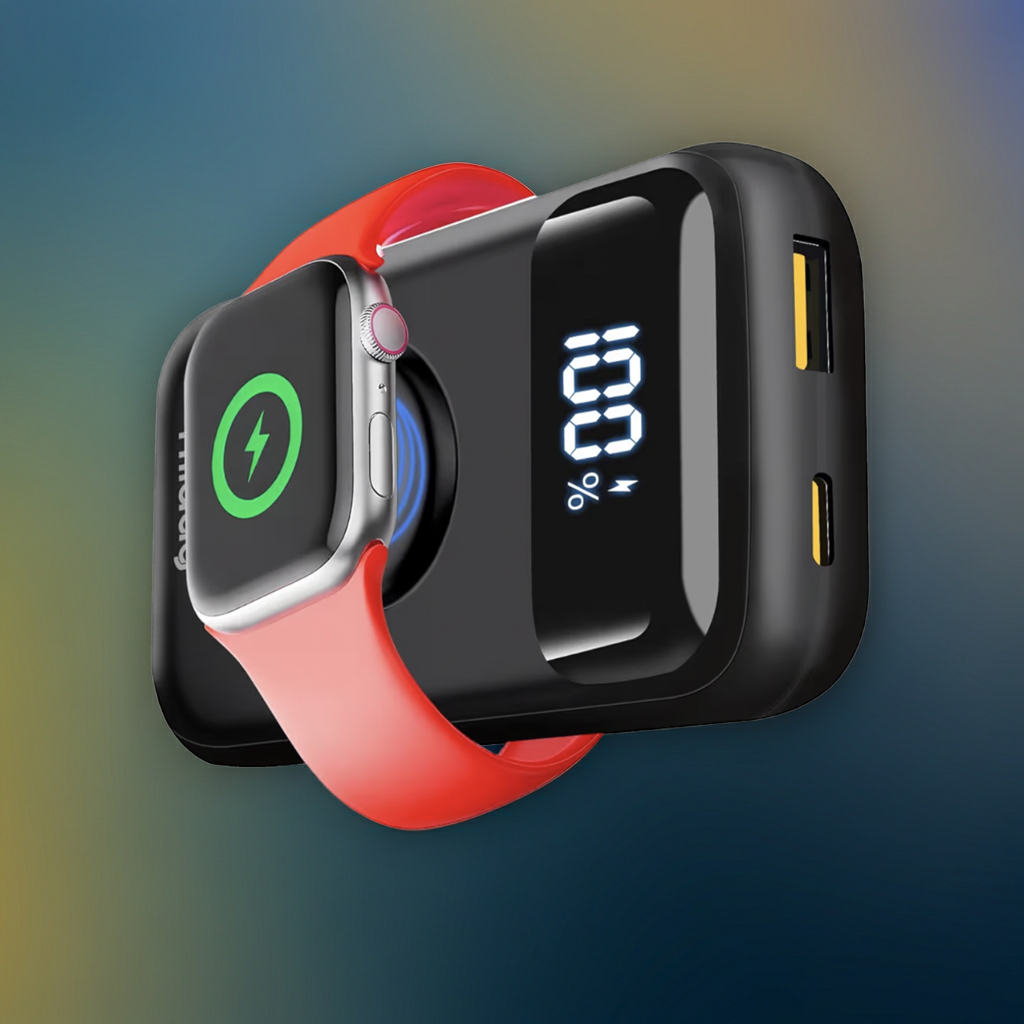 Power Bank with Apple Watch Charger: PD 22.5W Fast Charging, USB-C/A Ports, LED Display for iPhone 16/15, Galaxy S24/S22, iWatch Ultra/8/7/6/5/4
