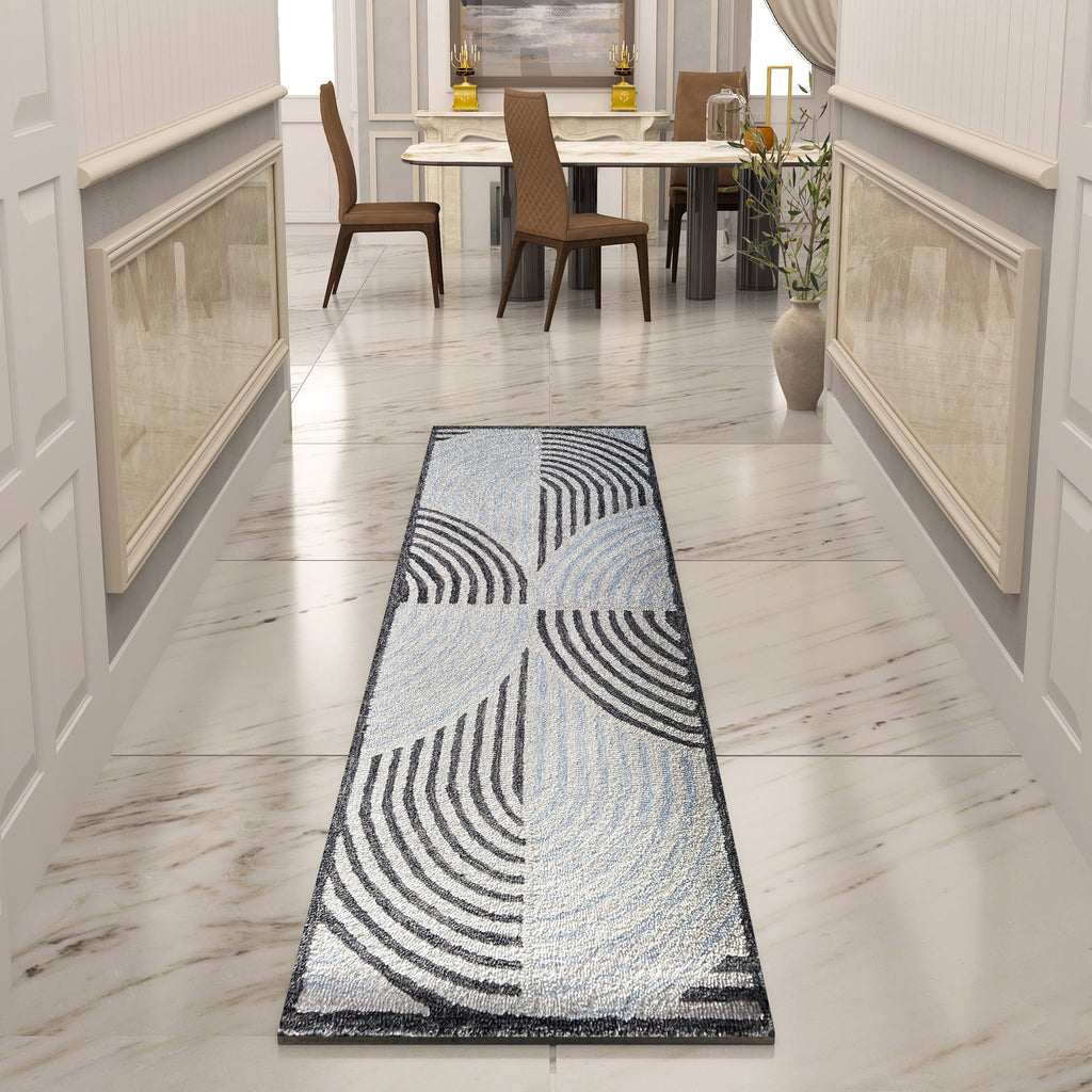 Premium Hand-Tufted Rug Made of 100% Wool  - Mono Loops - 2x10 Feet