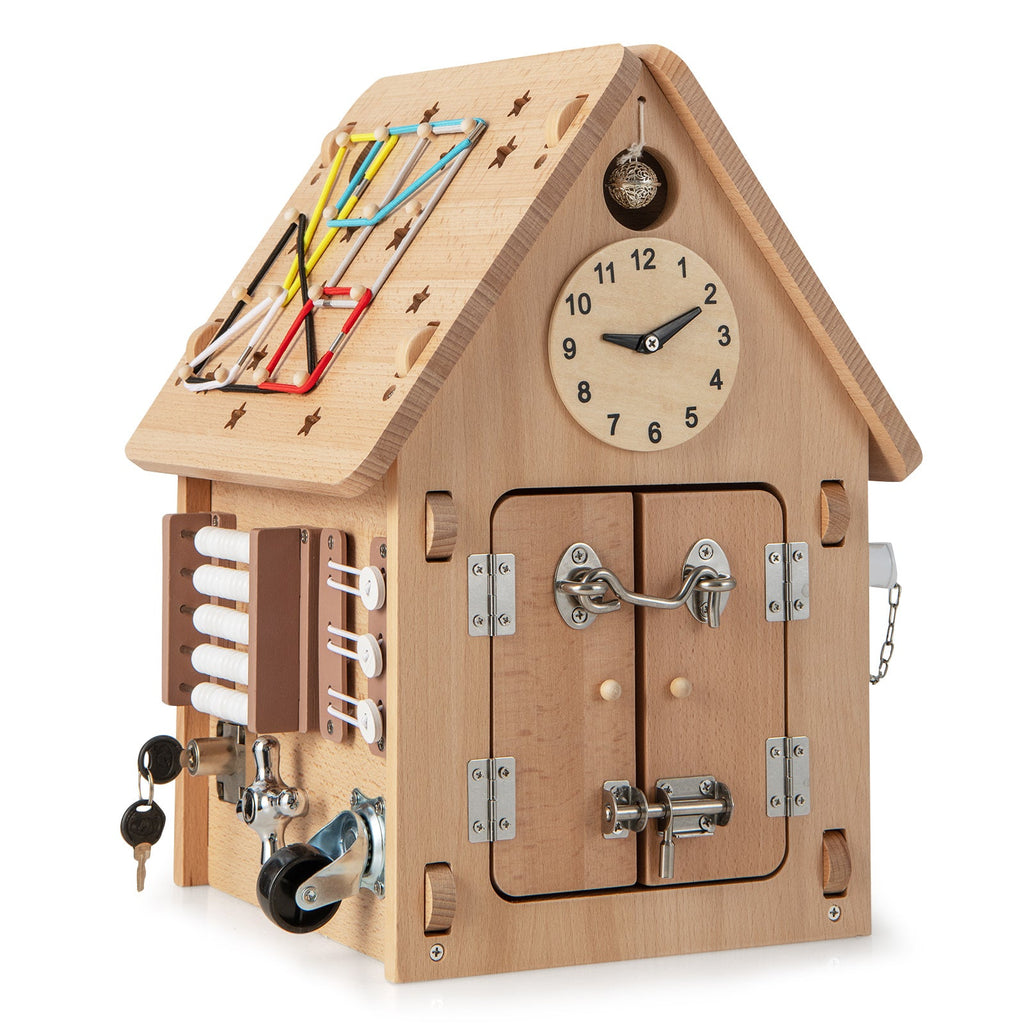 Multi-purpose Busy House with Sensory Games and Interior Storage Space