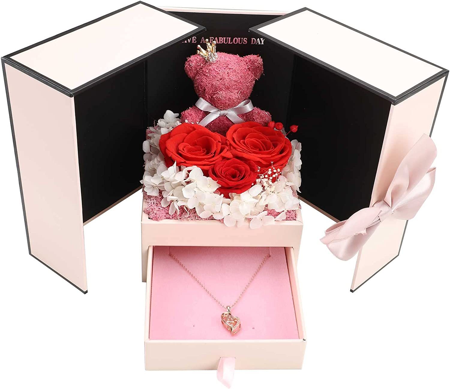 Preserved Flower Jewelry Box Necklace Bracelet Birthday Gift