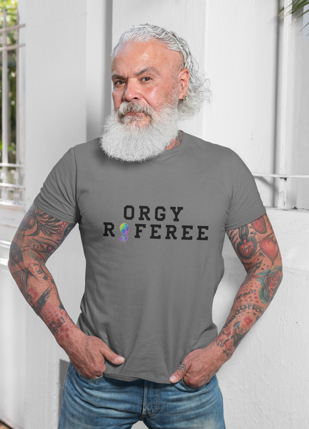 Orgy Referee Short-Sleeve Unisex Heavy Cotton Tee Shirt
