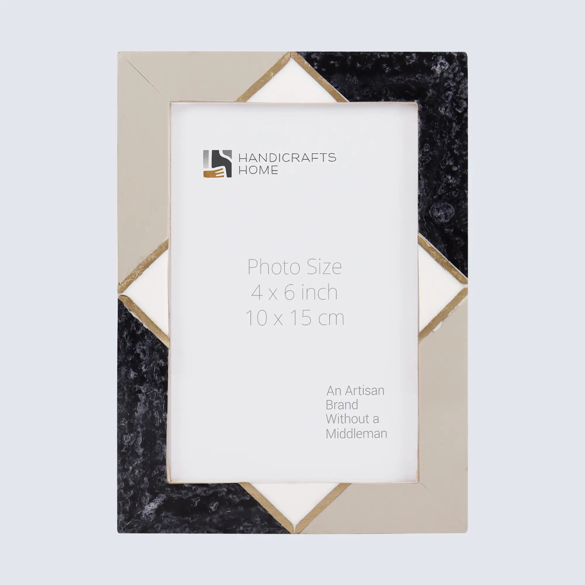 Picture Frame Menton Grey Pattern Collection Brass & Resin Inlay Grey – 3 Sizes (Pack of 2)