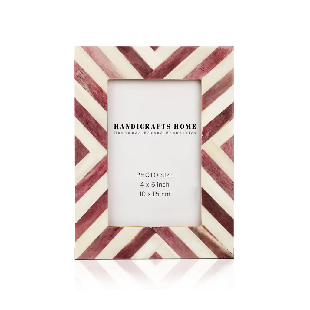 Picture Frame Stylish Chevron Pattern Bone Inlay Purple – 4x4 , 4x6