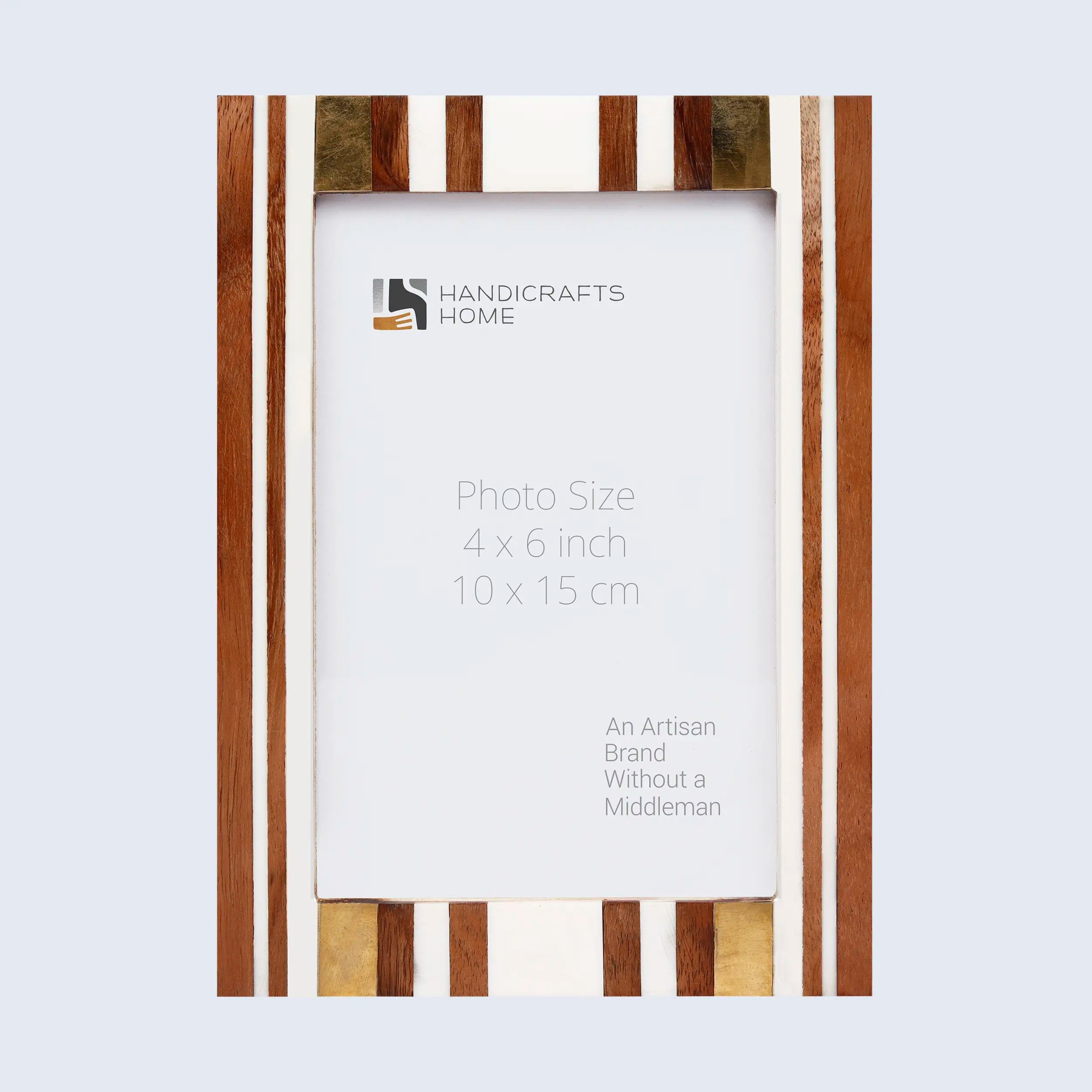 Picture Frame Artisan Midas Collection Resin Inlay, Brass & Wood Brown & White – 4x6, 5x7 & 8x10"