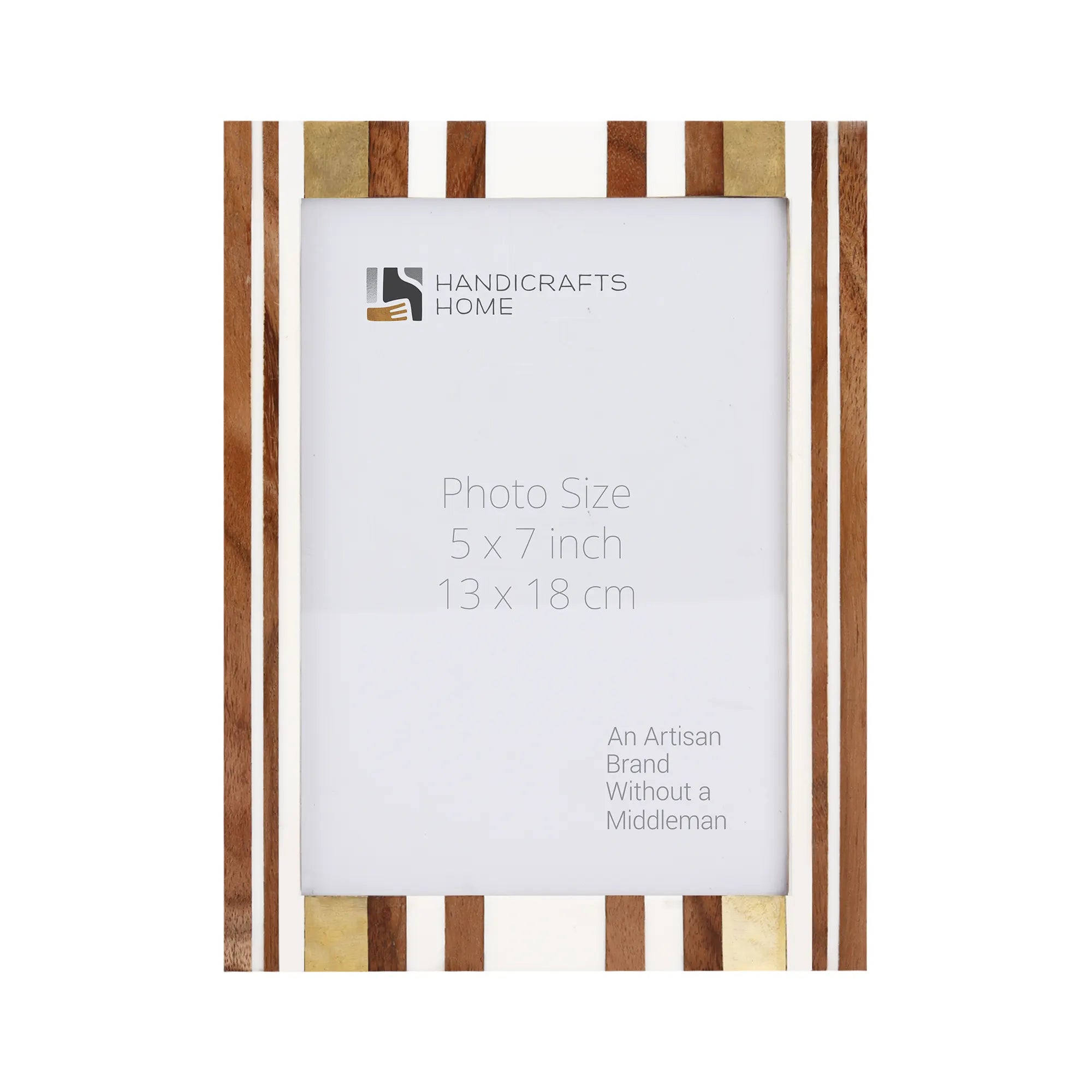 Picture Frame Artisan Midas Collection Resin Inlay, Brass & Wood Brown & White – 4x6, 5x7 & 8x10"