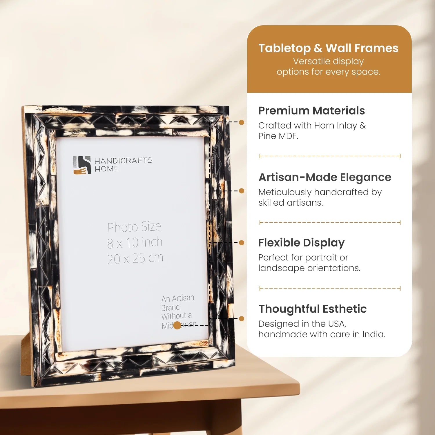 Picture Frame Artisan Voodoo Collection Horn Inlay Brown – 3 Sizes
