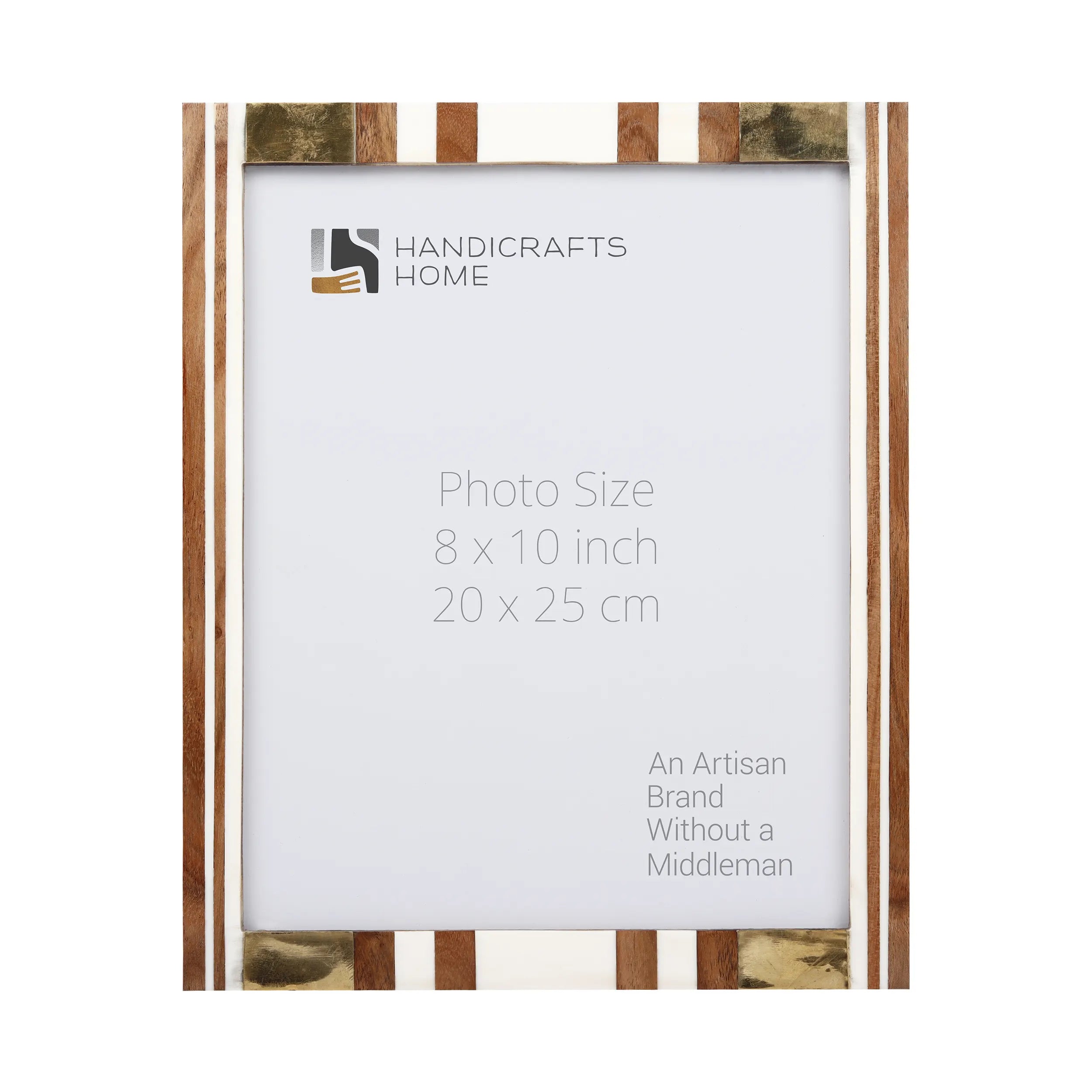 Picture Frame Artisan Midas Collection Resin Inlay, Brass & Wood Brown & White – 4x6, 5x7 & 8x10"