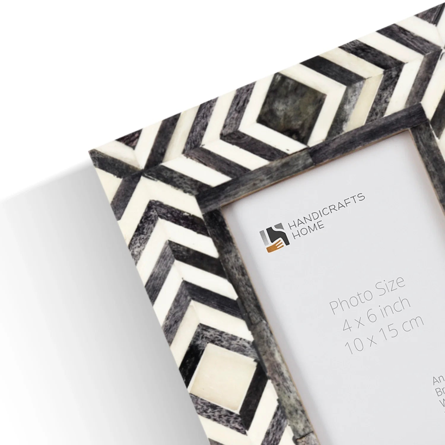 Photo Frame Mosaic Slate Chevron Collection Bone Inlay Grey White 4x6