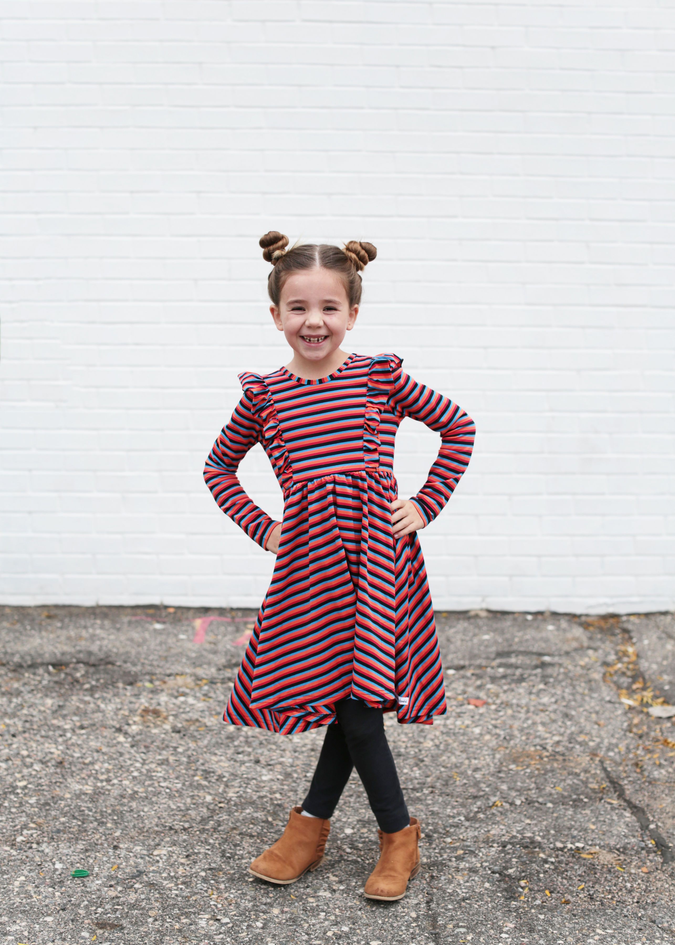 Rainbow Long Sleeve Hi Low Dress