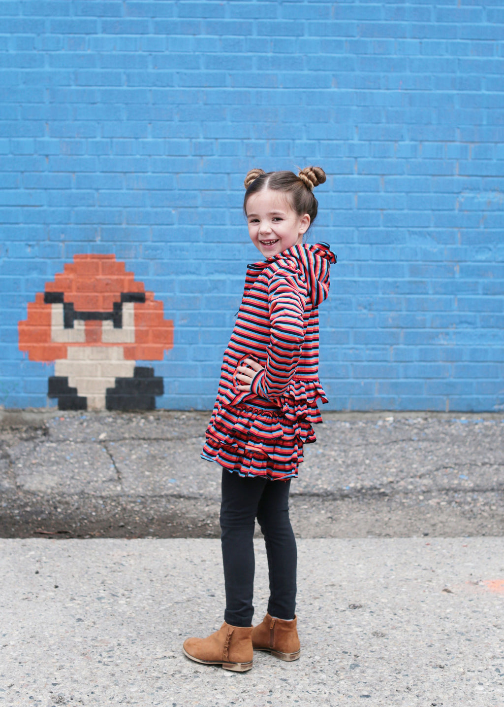 Rainbow Zipper Ruffled Hoodie Cardigan