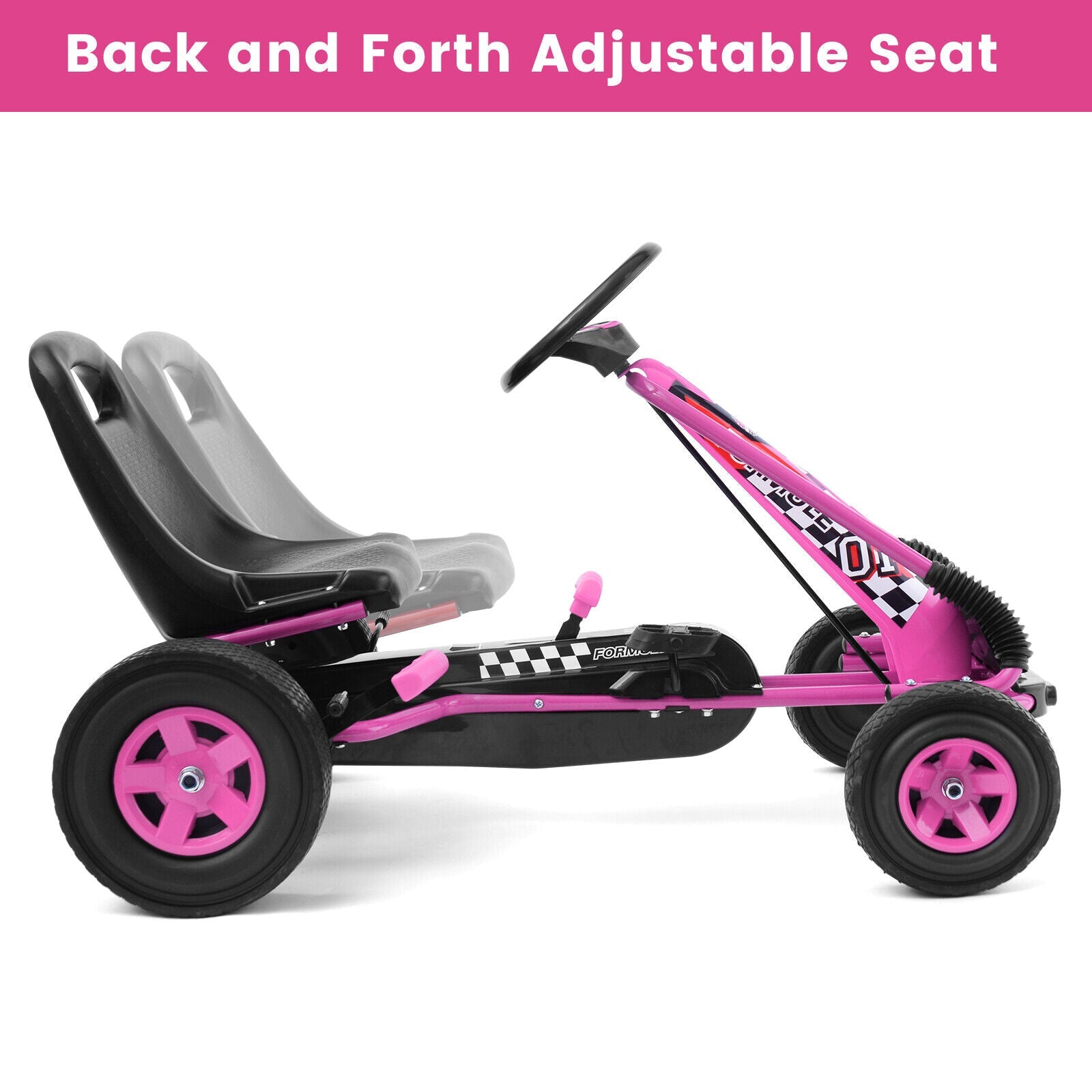 4 Wheels Kids Ride On Pedal Powered Bike Go Kart Racer Car Outdoor Play Toy-Pink