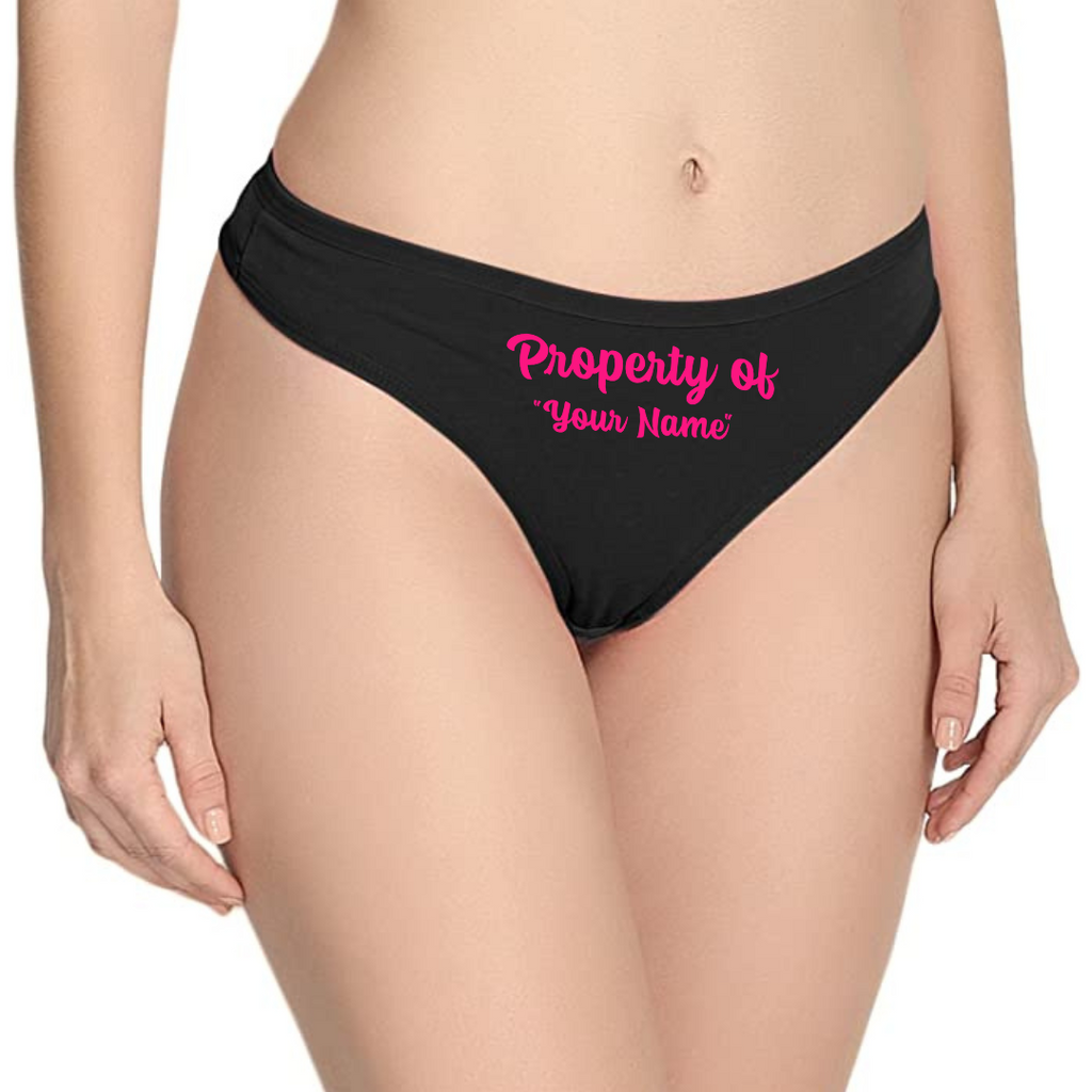 Property of " Your Name" Cotton Thong Panties