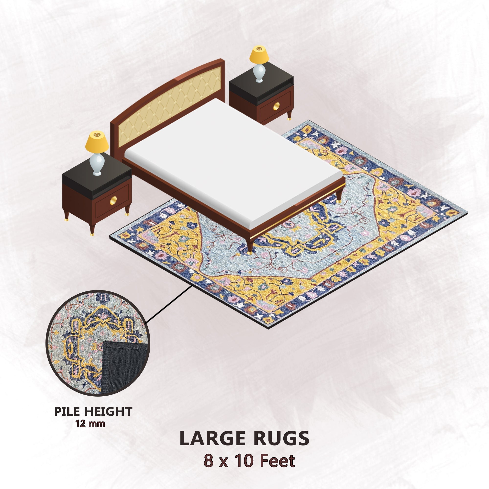 Premium Hand-Tufted Rug Made of 100% Wool  - Royal Realm - 8x10 Feet