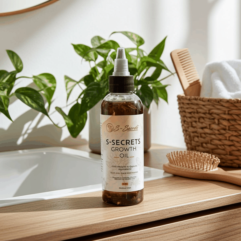 S-Secrets Scalp Stimulator Hair Growth Oil 2oz - Herbal Biotin & Essential Oils for All Hair Types