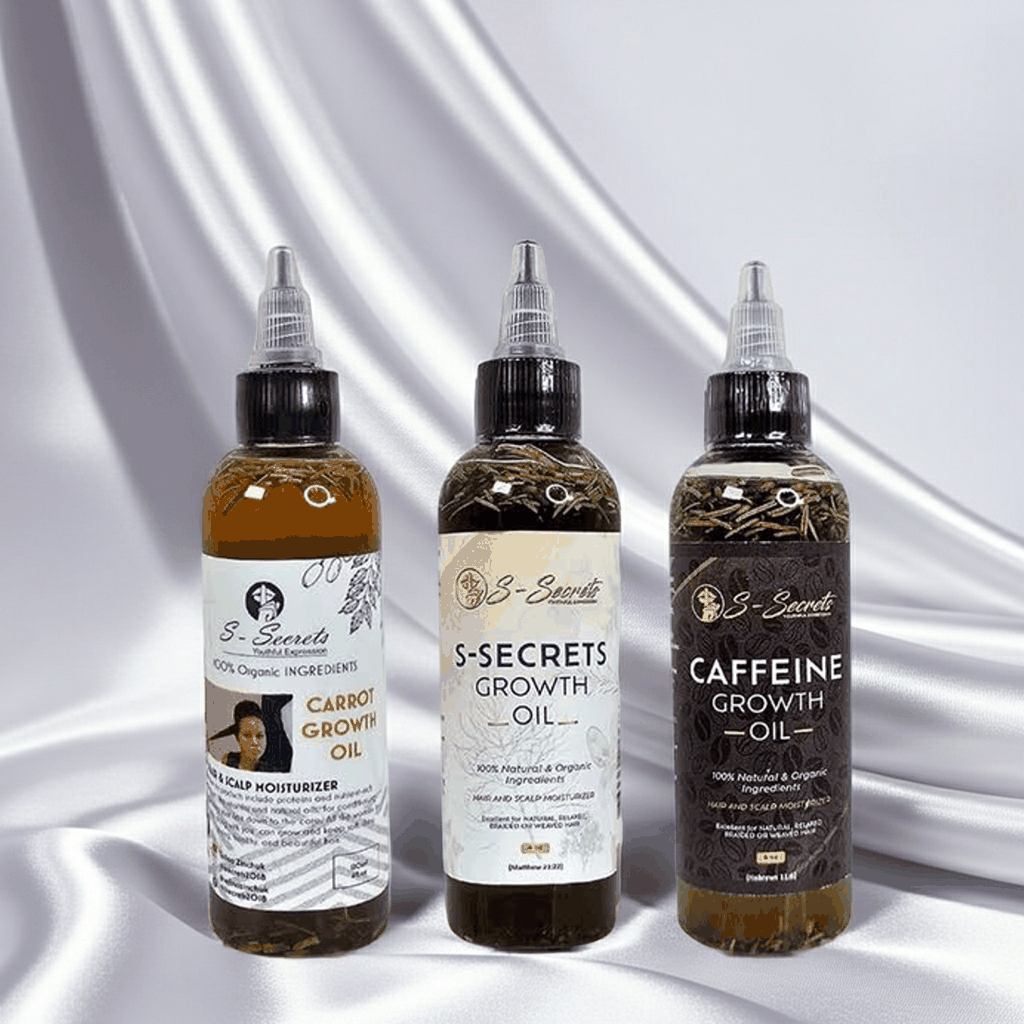 S-Secrets Hair Growth Bundle - 3 Bottles x 2oz (6oz Total) with Biotin, Ayurvedic Herbs, Essential Oils, Saw Palmetto, Scalp Stimulator Oil